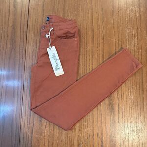 NWT Wrangler Patch Skinny Jeans Rust Orange Stretch Mid Rise Pants Cotton 5x31
